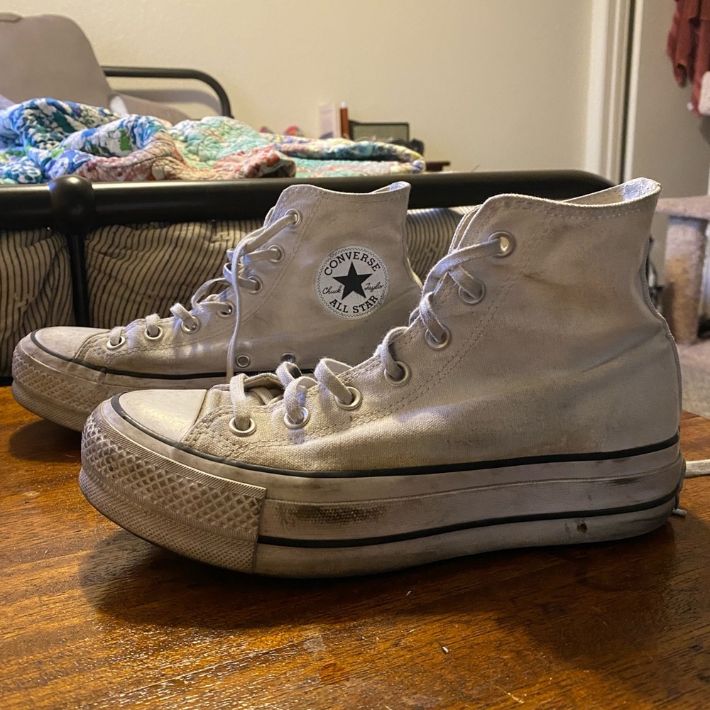 Platform white converse high tops